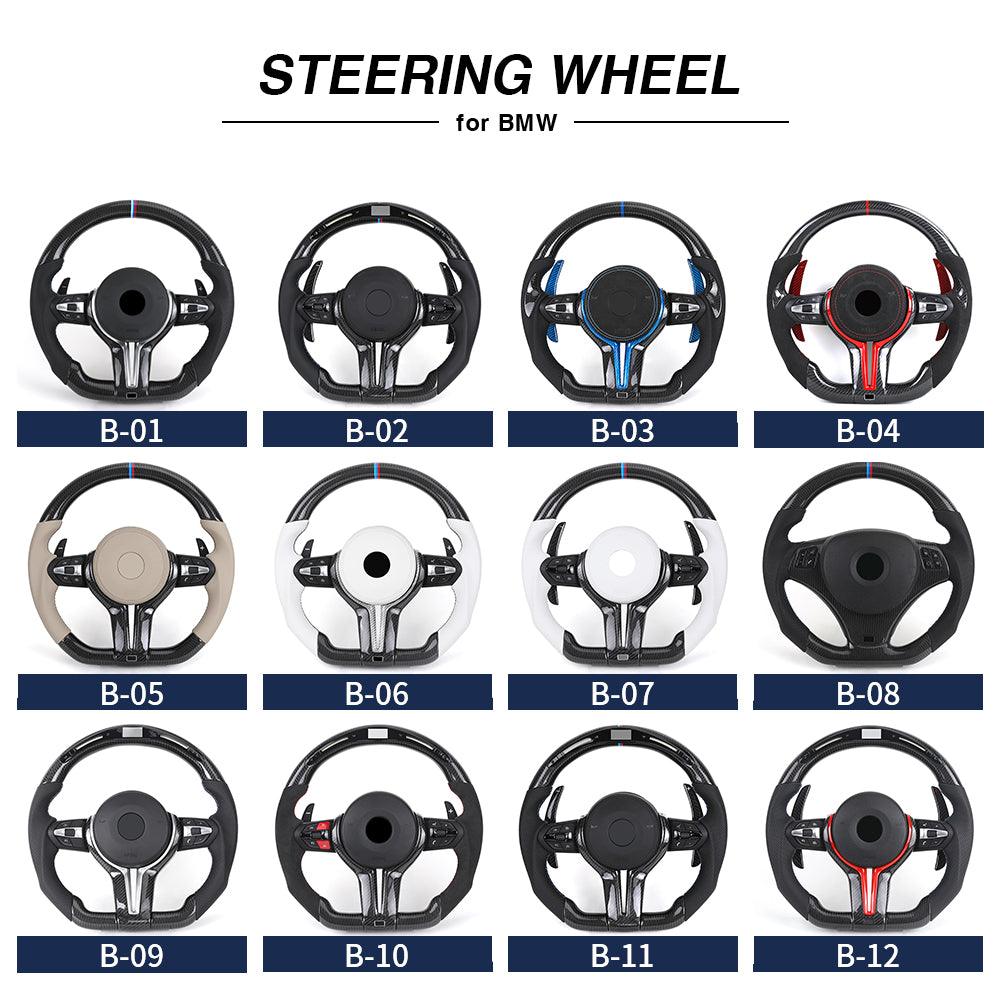 M Sport White Leather Carbon Fiber LED Steering Wheel for BMW F10 F20 F22 F30 F80 F82 F87 M5 F90 X5 F15 X5M F95 X6M F96 E90 E93 - Hailed Inc.