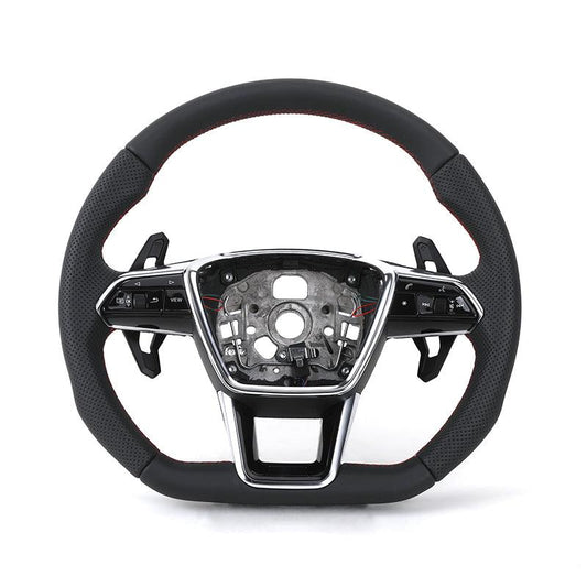 Customizable S Line Volante Lenkrad Flat Bottom Half Leather Steering Wheel for Audi A3 A6 C7 R8 RS3 S3 A7 RS6 A4 B9 B8 TT R8 A8 - Hailed Inc.