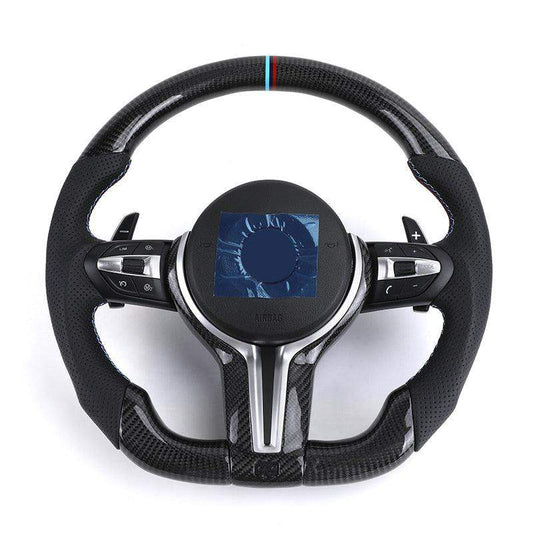 Custom Black Perforated Leather Carbon M Sport Steering Wheel for BMW F10 F30 F31 F32 F20 E92 E60 X6 E71 X5 E70 M3 M4 M5 M6 - Hailed Inc.