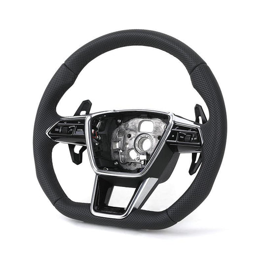 Customized Volant Lenkrad Flat Bottom Full Perforated Leather Steering Wheel for Audi A3 A4 A5 A6 A7 C8 S6 S7 RS RS6 RS7 RS8 TT - Hailed Inc.