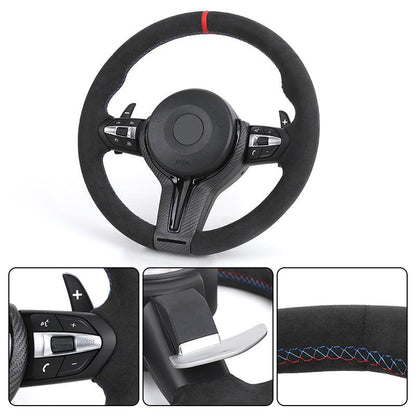 Custom Black Vintage Volant Lenkrad Wooden Steering Wheel for BMW F10 F11 F30 F32 F33 F36 F82 E90 E92 E93 M3 X1 E84 X5 E70 E71 - Hailed Inc.