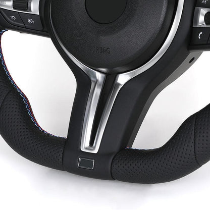 Custom Flat Bottom Full Perforated Leather Steering Wheel for BMW F10 F20 F06 F07 F30 F32 X1 F48 X4 F26 E82 E90 E91 E92 E93 - Hailed Inc.