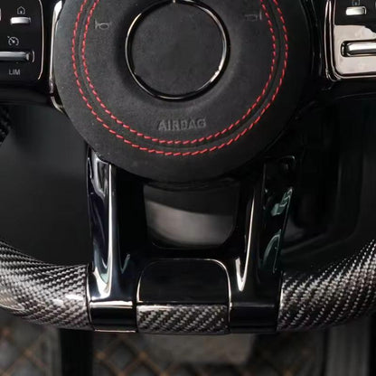 Black Style Half Perforated Leather Carbon Steering Wheel for Mercedes Benz W213 C238 W463 W464 W222 C217 CLS C257 W205 C63 AMG - Hailed Inc.