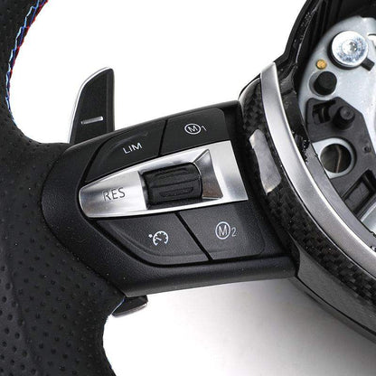 Custom Black Perforated Leather Carbon M Sport Steering Wheel for BMW F10 F30 F31 F32 F20 E92 E60 X6 E71 X5 E70 M3 M4 M5 M6 - Hailed Inc.