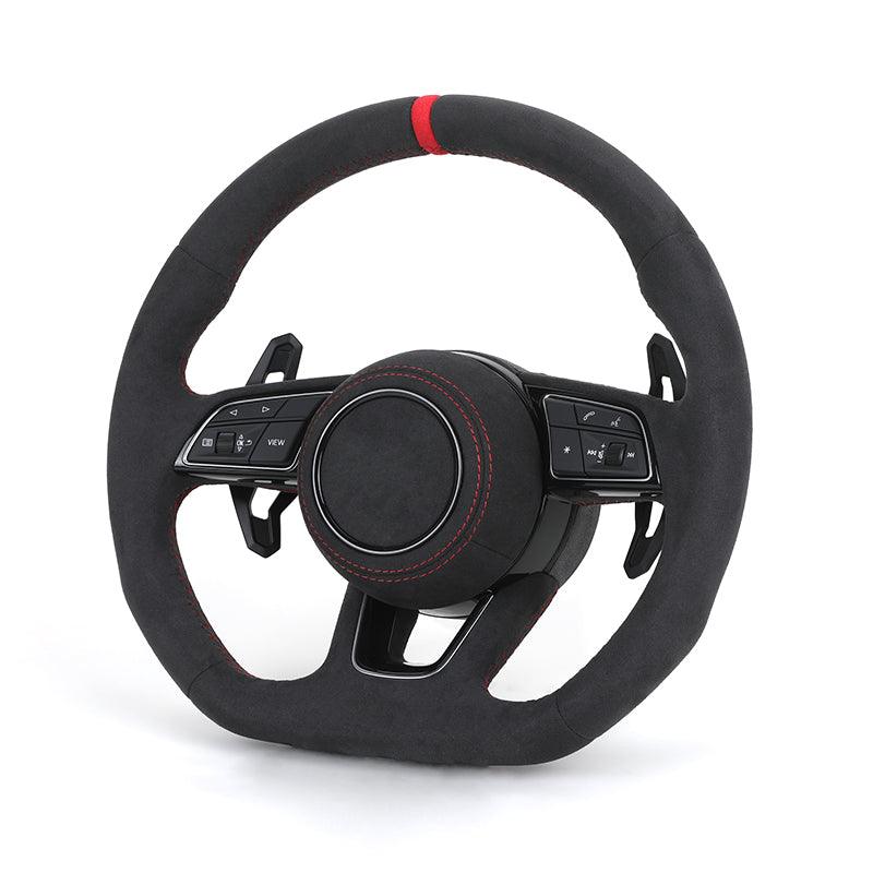 Custom Design Full Alcantara Leather Volant Steering Wheel for Audi RS A4 A5 A6 C7 B8 R8 S3 S4 S5 Q7 A7 S7 TT RS3 RS5 RS6 RS7 B9 - Hailed Inc.