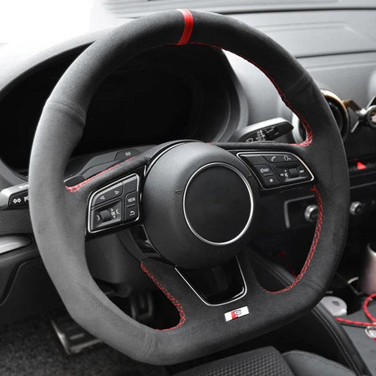 Custom Design Full Alcantara Leather Volant Steering Wheel for Audi RS A4 A5 A6 C7 B8 R8 S3 S4 S5 Q7 A7 S7 TT RS3 RS5 RS6 RS7 B9 - Hailed Inc.