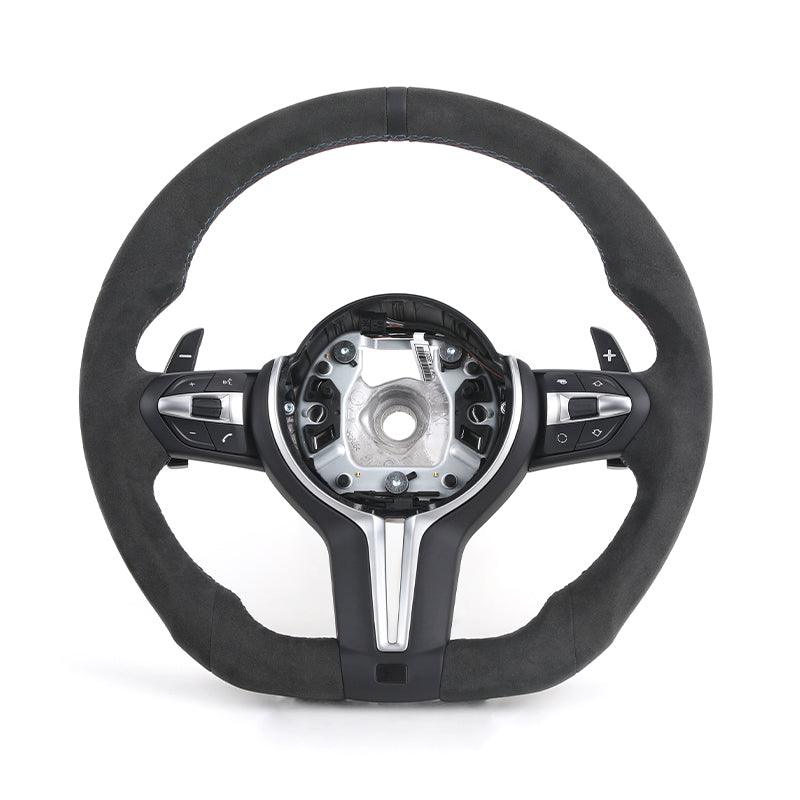 Custom Flat Bottom M Sport Full Alcantara Car Steering Wheel for BMW F10 F30 M5 F90 X1 F48 F22 X5 E70 X6 E71m F16 E60 E90 F01 - Hailed Inc.