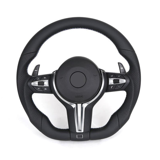 BMW M-Sport Full Leather Custom Steering Wheel | Fits F10, F20, F30, F36 Series - Front View