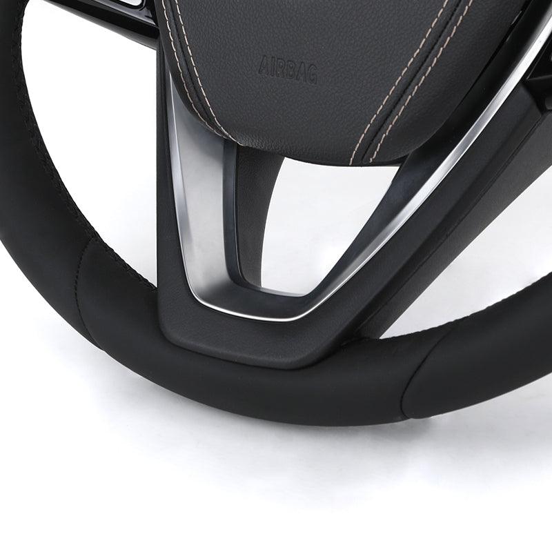 Custom Full Leather Steering Wheel for BMW F10 F30 F02 F07 F18 F36 M3 F80 M4 F82 F12 X5M F95 X6 G06 F15 F16 F96 X7 G07 Z4 G29 - Hailed Inc.