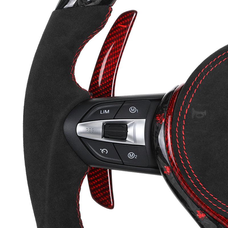 Custom Half Alcantara Red Forged Carbon LED Steering Wheel for BMW F01 F07 F10 F30 F31 F36 X5 F15 X6 F16 F80 F82 F85 F87 F90 - Hailed Inc.