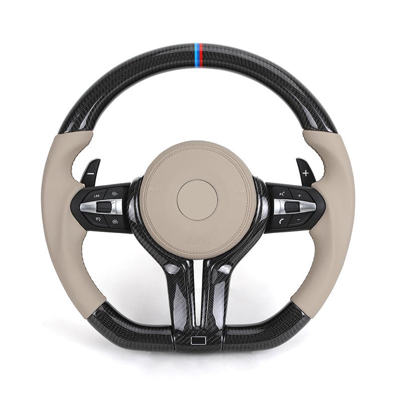 Custom Half Leather Carbon Fibre Steering Wheel for BMW F10 F30 F11 F26 F32 F80 F82 F90 F92 E70 E71 X5 F15 E60 E90 E93 Z4 E89 - Hailed Inc.