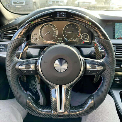 Custom Half Perforated Leather Carbon Fiber LED Steering Wheel for BMW F06 F12 F13 M6 F10 F30 F80 M3 F82 M4 M2 F87 M5 F90 E90 - Hailed Inc.