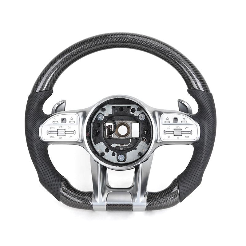 Custom Half Perforated Leather Carbon Fiber Steering Wheel for Mercedes Benz W204 W205 W166 W212 W220 W221 W222 C117 C43 C63 AMG - Hailed Inc.