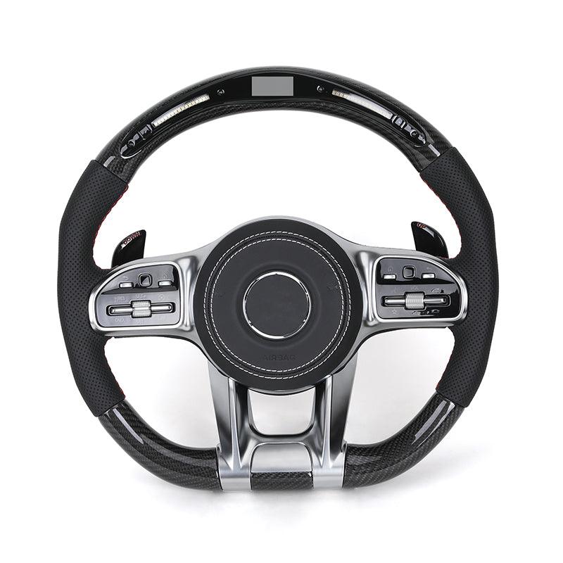 Custom Half Perforated Leather Carbon LED Steering Wheel for Mercedes W205 W213 W219 X290 W216 CL W222 C238 GLA45 e63s C63 AMG - Hailed Inc.