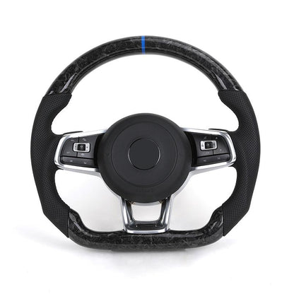 Custom Half Perforated Leather Forged Carbon Steering Wheel for Volkswagen VW Golf 7R 5 6 7 8 R Jetta Mk6 Mk7 GTI Polo Passat CC - Hailed Inc.