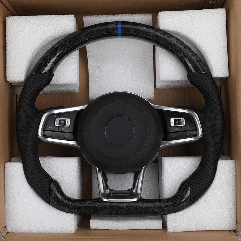 Custom Half Perforated Leather Forged Carbon Steering Wheel for Volkswagen VW Golf 7R 5 6 7 8 R Jetta Mk6 Mk7 GTI Polo Passat CC - Hailed Inc.