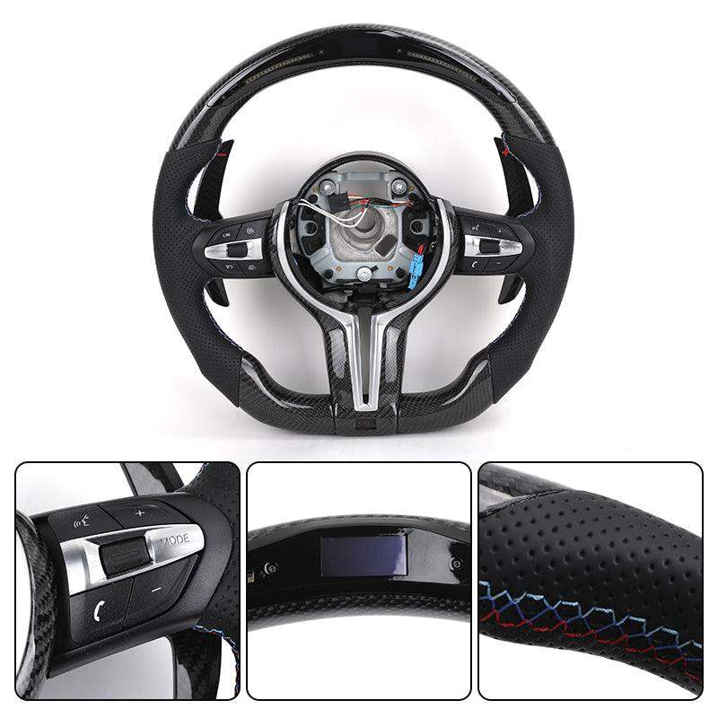 Custom Heated M Led Display Carbon Fiber Steering Wheel for BMW M2 M3 M4 M5 F10 F50 F30 F32 F80 F82 F90 E90 E92 E60 E63 G20 G30 - Hailed Inc.