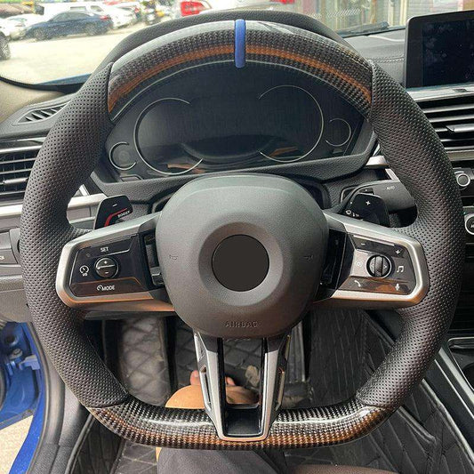 Custom Leather Carbon Fiber Steering Wheel for BMW M3 F80 F82 X5M F85 M2 F87 M5 F90 X3M F97 G20 M5 G30 G42 G80 G82 M235i M340i - Hailed Inc.