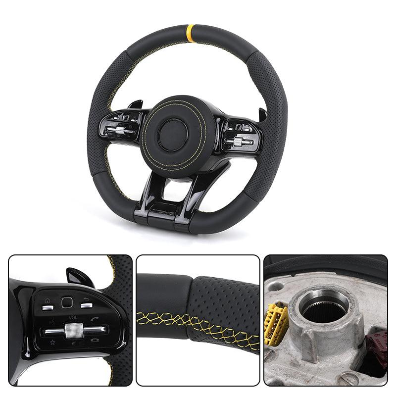 Custom Leather Steering Wheel for Mercedes Benz AMG W204 W205 W206 W207 W212 W213 X253 W217 W221 W222 W223 GLE W166 W167 W219 - Hailed Inc.