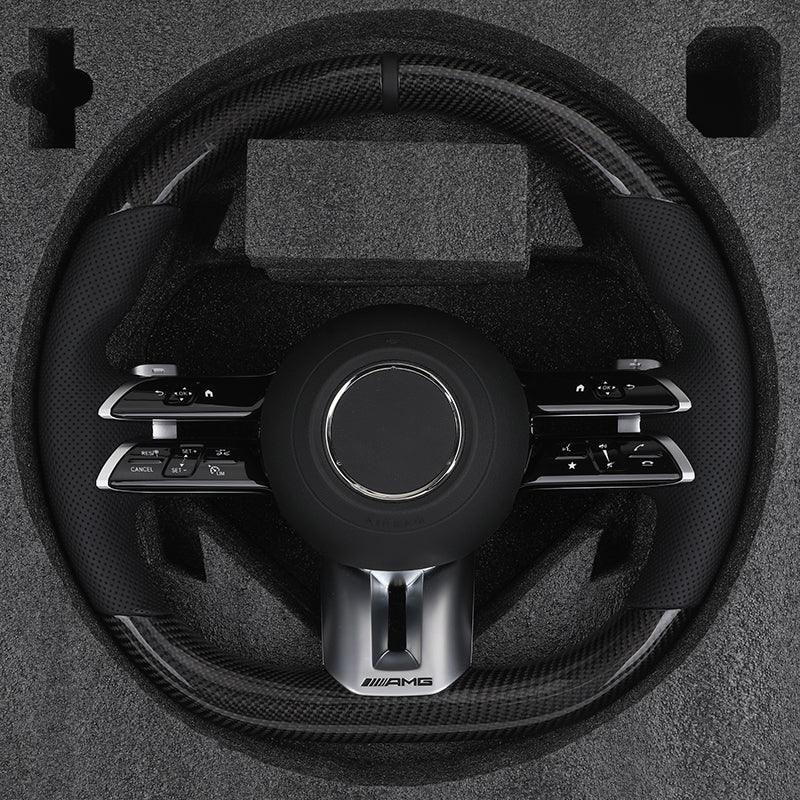 Custom Lenkrad Half Perforated Leather Carbon Steering Wheel for Mercedes Benz W463 W219 C217 W217 CLS W218 W166 W205 W211 GLC - Hailed Inc.