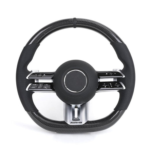 Custom Lenkrad Half Perforated Leather Carbon Steering Wheel for Mercedes Benz W463 W219 C217 W217 CLS W218 W166 W205 W211 GLC - Hailed Inc.