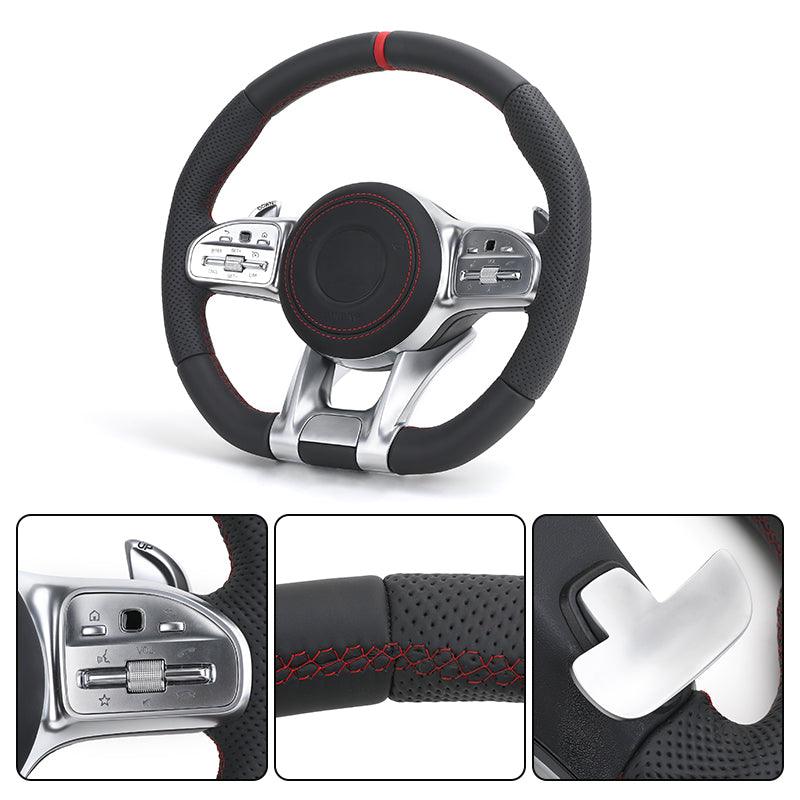 Custom Lenkrad Half Perforated Leather Steering Wheel for Mercedes Benz AMG W205 W212 W213 X217 W217 W166 W222 S400 GLE GLC GLB - Hailed Inc.