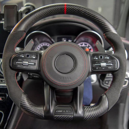 Custom Lenkrad Volant Half Alcantara Dry Carbon Steering Wheel for Mercedes W176 W213 W211 W213 W221 W218 W205 AMG GT ML W166 - Hailed Inc.