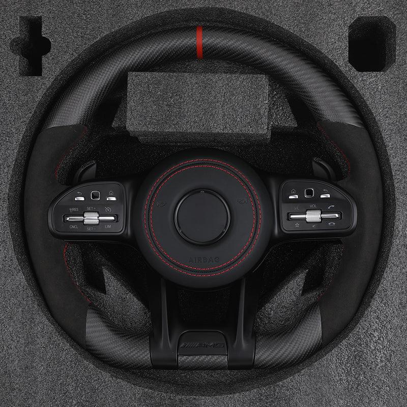 Custom Lenkrad Volant Half Alcantara Dry Carbon Steering Wheel for Mercedes W176 W213 W211 W213 W221 W218 W205 AMG GT ML W166 - Hailed Inc.