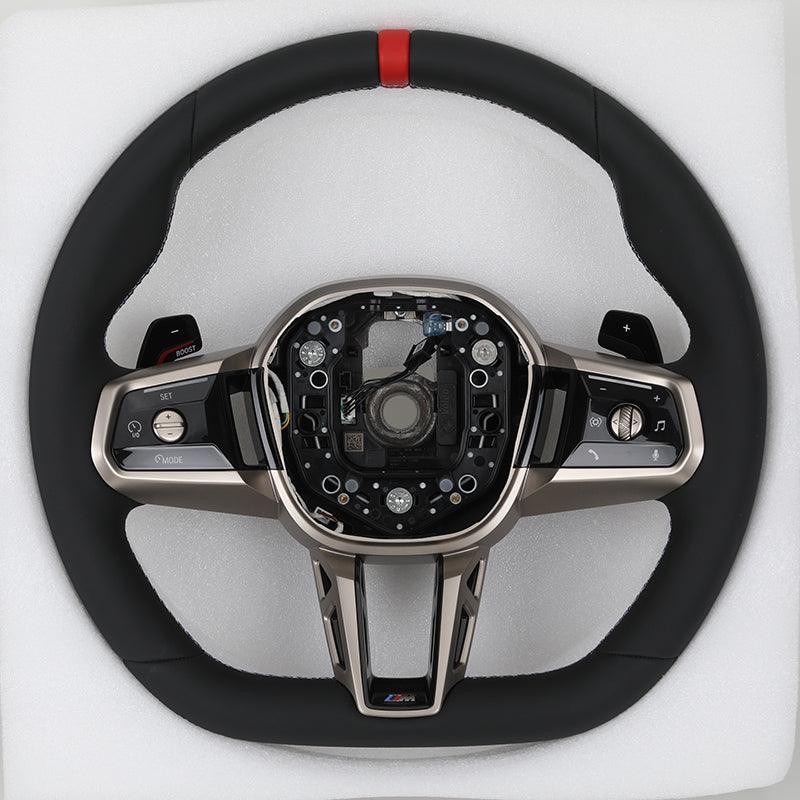 Custom Red Strip Full Leather ID8 Steering Wheel for BMW F10 X5 F15 X6 F16 F30 F93 G16 G20 G30 G70 G87 M3 G80 G81 M4 G42 G82 G83 - Hailed Inc.