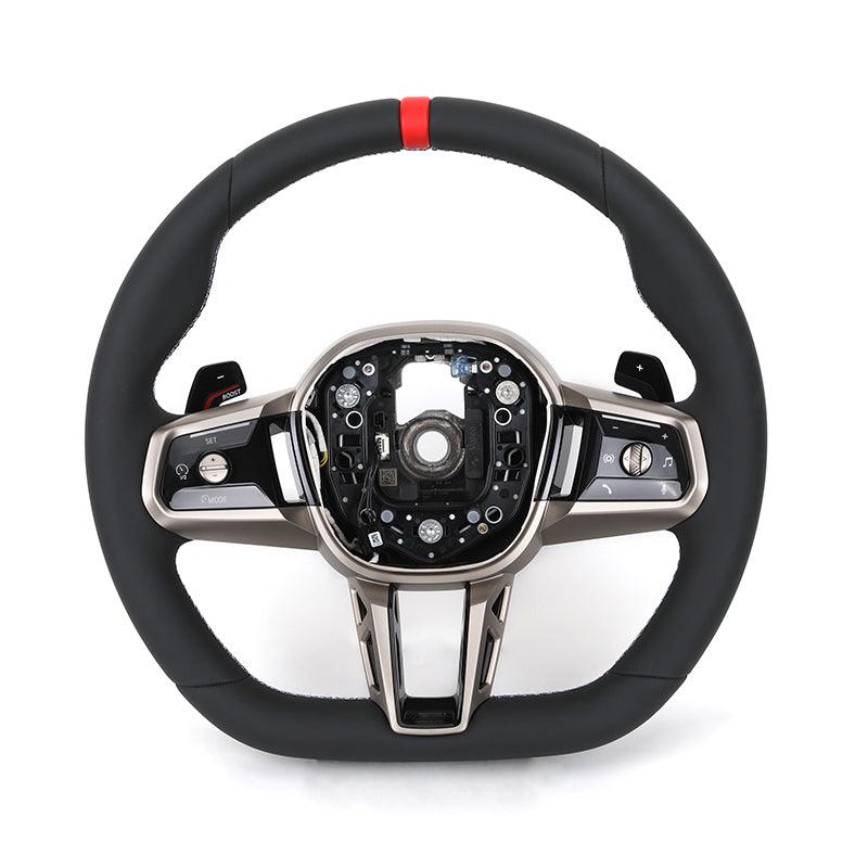 Custom Red Strip Full Leather ID8 Steering Wheel for BMW F10 X5 F15 X6 F16 F30 F93 G16 G20 G30 G70 G87 M3 G80 G81 M4 G42 G82 G83 - Hailed Inc.