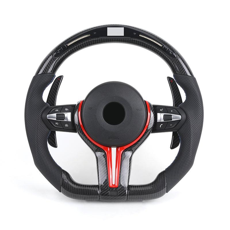 Custom Red Trim M Sport Volant Lenkrad Leather Carbon Steering Wheel for BMW F10 F20 F30 F02 F06 E60 X5 E70 X6 E71 Z4 E85 E89 i8 - Hailed Inc.