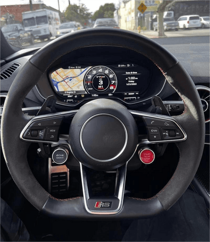 Custom RS R8 Volant Half Alcantara Leather Steering Wheel for Audi A3 A4 B6 RS6 C8 RS3 8V SQ8 SQ5 B8 B8.5 B9.5 Q3 S3 2015 2024 - Hailed Inc.