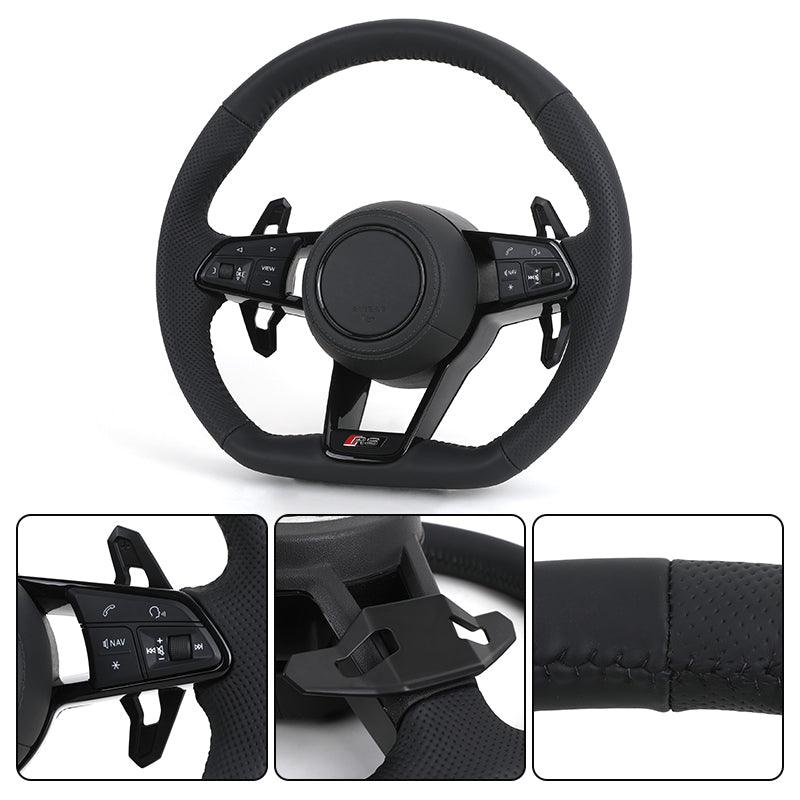 Custom RS Sport Volant Lenkrad Half Perforated Leather Steering Wheel for Audi A6 C7 C6 A7 A3 A4 RS3 RS5 RS6 RS7 TTRS TT R8 S4 - Hailed Inc.