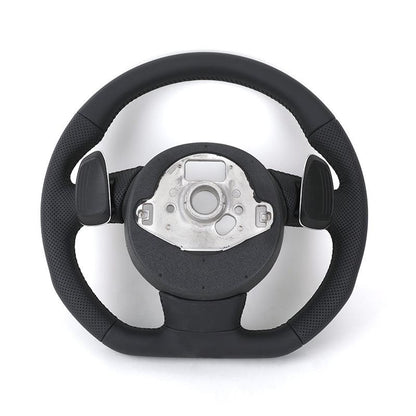 Custom RS Volant Lenkrad Flat Bottom Half Perforated Leather Steering Wheel for Audi A3 A4 B7 A6 C7 R8 RS3 A7 RS5 RS6 A8 Q5 Q8 - Hailed Inc.