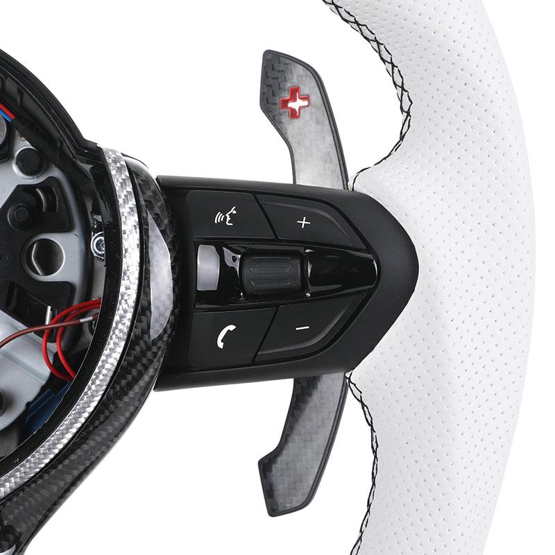 Custom Sport Volant Lenkrad White Perforated Leather Carbon Steering Wheel for BMW F10 F30 F01 E90 X5 E70 F15 X6 E71 F16 F90 M5 - Hailed Inc.