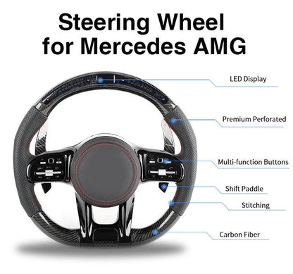 Custom Steering Wheel Volant Direksiyon Lenkrad for Mercedes Benz W212 W203 W204 W205 W222 W213 Cls Gle Glc 43 E63 E53 C63 Amg - Hailed Inc.