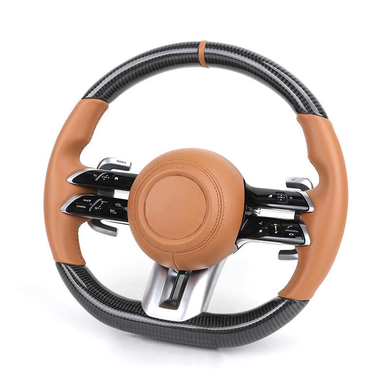 Custom Upgrade Leather Carbon Fiber DCT Steering Wheel for Mercedes Benz AMG GT W204 W205 W213 W212 W220 W221 W222 Gle 63 C63 - Hailed Inc.