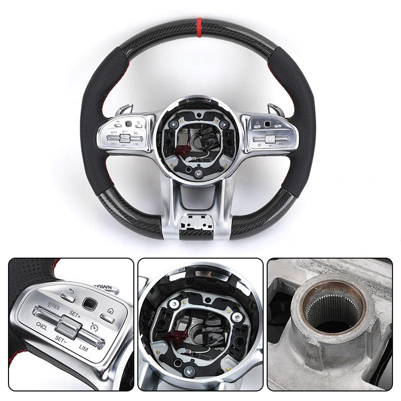 Custom Upgrade Leather Carbon Fiber Steering Wheel for Mercedes Benz S E Class W213 W205 W204 W222 W212 W221 GLC GLS GLB AGM GT - Hailed Inc.