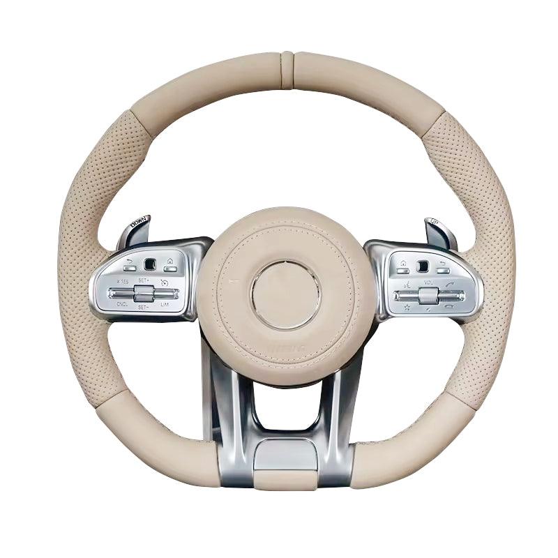 Custom Volant Half Perforated Leather Steering Wheel for Mercedes Benz W205 W222 W176 W213 GLE W166 W217 W463 G63 C217 C43 AMG - Hailed Inc.