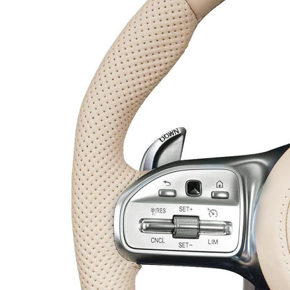 Custom Volant Half Perforated Leather Steering Wheel for Mercedes Benz W205 W222 W176 W213 GLE W166 W217 W463 G63 C217 C43 AMG - Hailed Inc.