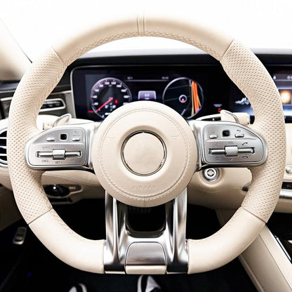 Custom Volant Half Perforated Leather Steering Wheel for Mercedes Benz W205 W222 W176 W213 GLE W166 W217 W463 G63 C217 C43 AMG - Hailed Inc.