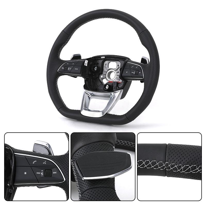 Custom Volant Lenkrad Flat Bottom Half Perforated Leather Steering Wheel for Audi RS TT TTRS RS3 RS4 RS5 RS6 RS7 R8 C8 Q5 B7 B8 - Hailed Inc.