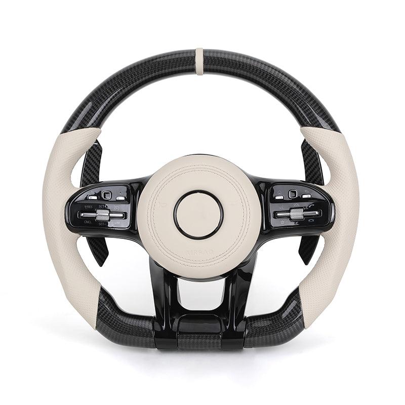 Custom Volant Lenkrad Half Leather Carbon Fiber Steering Wheel for Mercedes Benz W203 W204 W205 W221 W222 C217 C300 C55 C63 AMG - Hailed Inc.