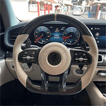 Custom Volant Lenkrad Half Leather Carbon Fiber Steering Wheel for Mercedes Benz W203 W204 W205 W221 W222 C217 C300 C55 C63 AMG - Hailed Inc.