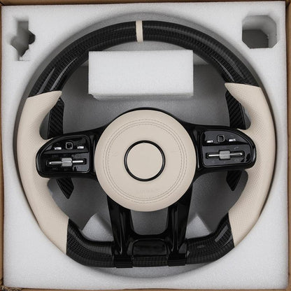 Custom Volant Lenkrad Half Leather Carbon Fiber Steering Wheel for Mercedes Benz W203 W204 W205 W221 W222 C217 C300 C55 C63 AMG - Hailed Inc.