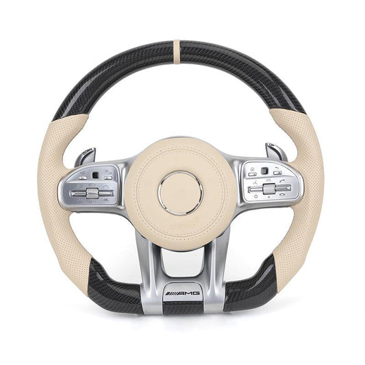 Custom Volant Lenkrad Half Perforated Leather Carbon Steering Wheel for Mercedes CLC C207 W208 W117 X247 CLK W177 Gls X166 AMG - Hailed Inc.