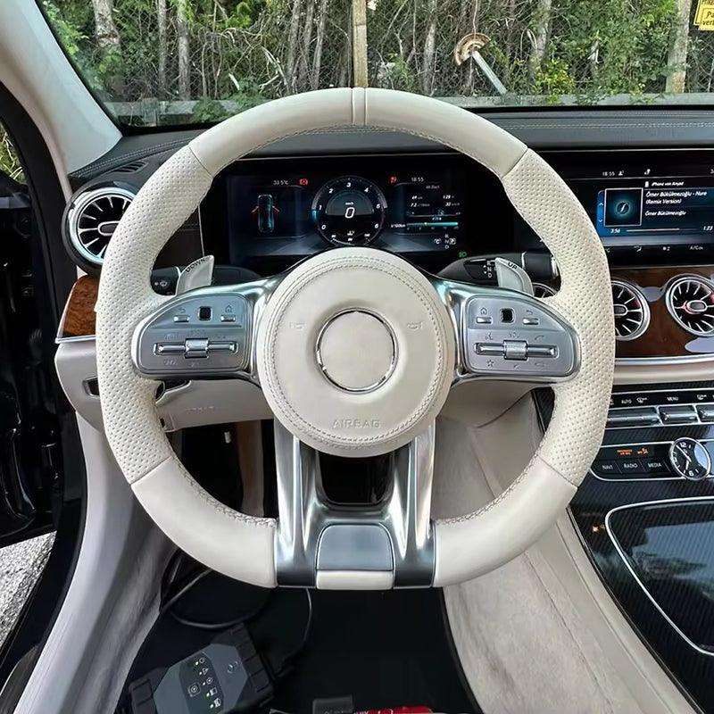 Custom Volant Lenkrad White Color Leather Steering Wheel for Mercedes Benz GL X166 GLB X247 W204 W205 W206 W207 W211 E63 AMG - Hailed Inc.