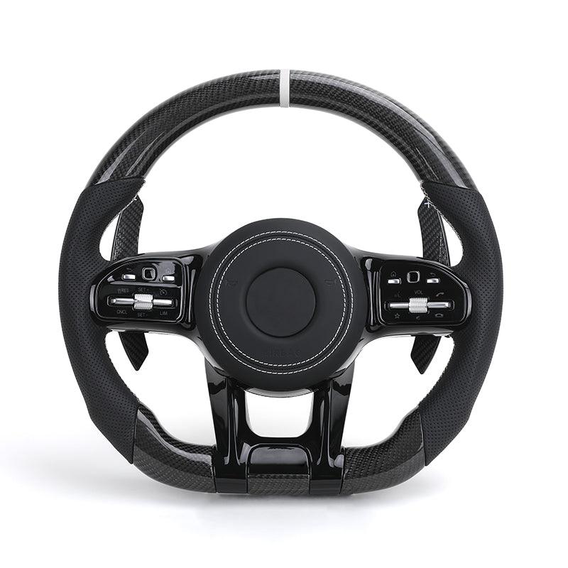 Custom Volante Glossy Black Carbon Steering Wheel for Mercedes Benz W204 W205 W207 W211 W212 W213 W221 W222 GLS CLS C63 AMG GT - Hailed Inc.