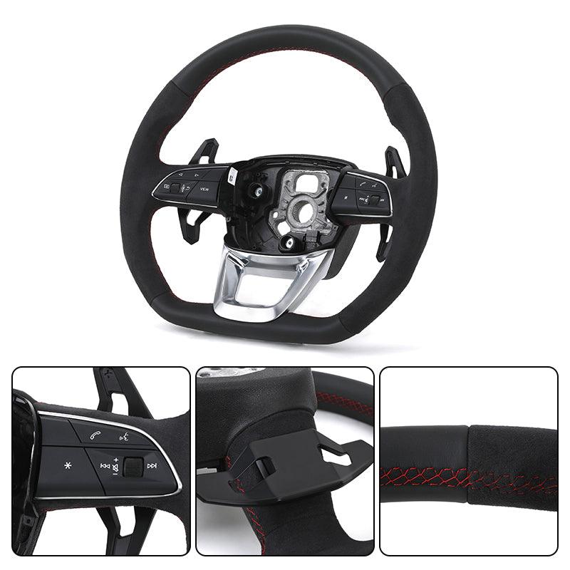 Customizable RS Volante Lenkrad Flat Bottom Half Alcantara Car Steering Wheel for Audi A8 A3 A6 C7 R8 RS3 S3 A7 RS5 RS6 A4 B8 Q7 - Hailed Inc.