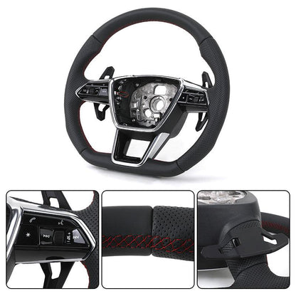 Customizable S Line Volante Lenkrad Flat Bottom Half Leather Steering Wheel for Audi A3 A6 C7 R8 RS3 S3 A7 RS6 A4 B9 B8 TT R8 A8 - Hailed Inc.